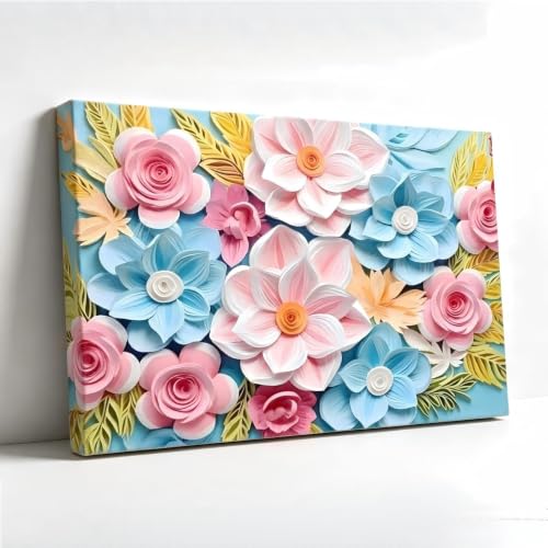 Effet 3D botanique saisissant sur cette grande affiche fleur pastel