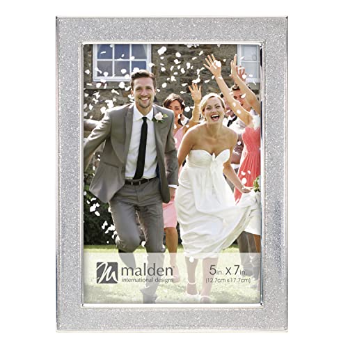 Malden International Designs 5x7 Silver Glitter Metal Picture Frame