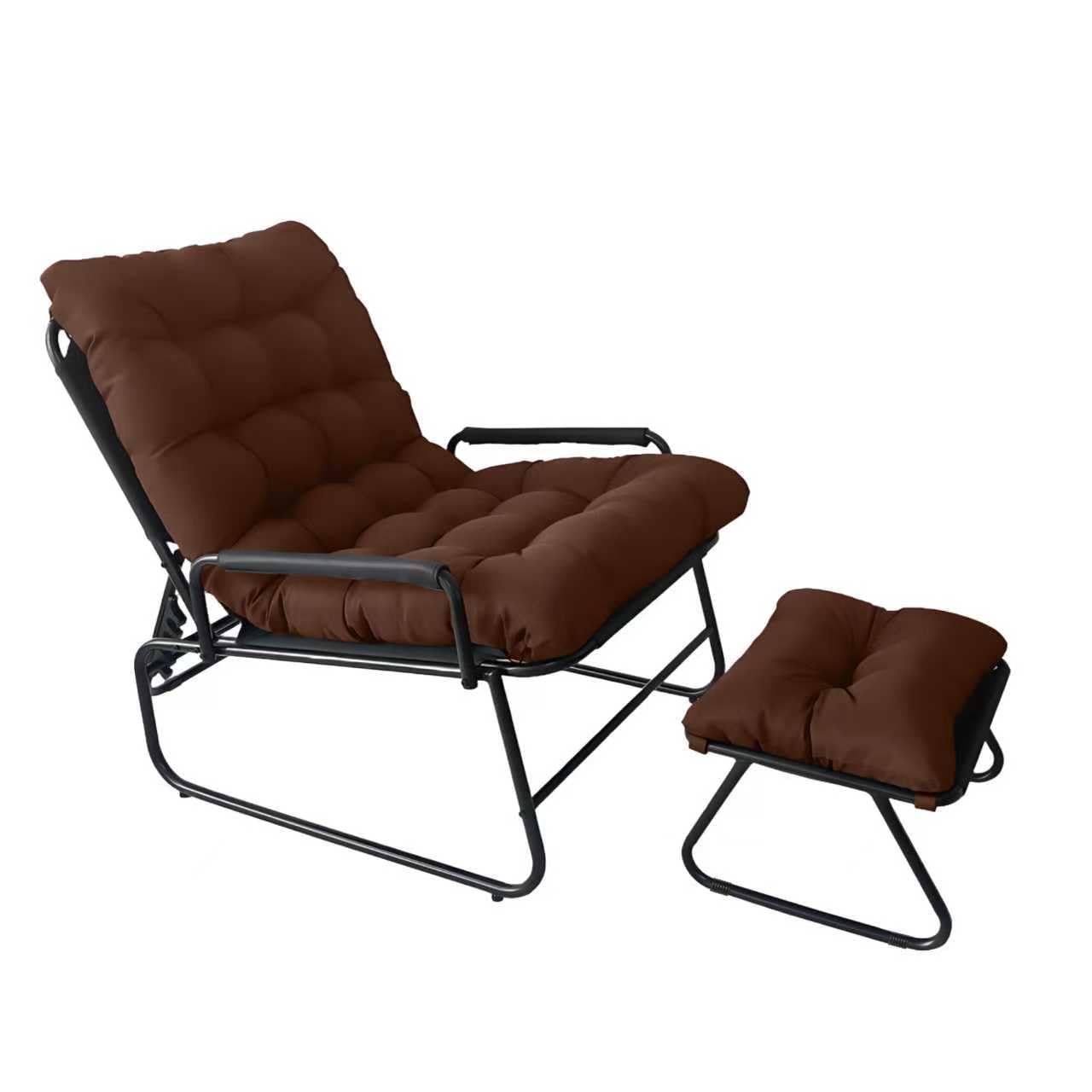 DELONGKE Loungesessel Outdoor,Balkonsessel, Extra Breit Outdoor Lounge Sessel Mit Fußhocker Gartenliege Relaxsessel Garten, Gartensessel Mit Liegefunktion (Braun) Garten