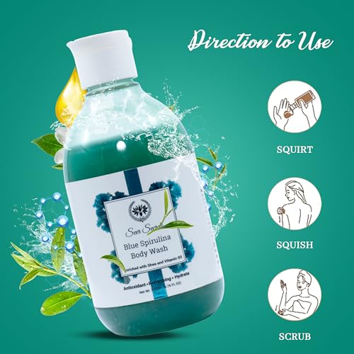 Image of Seer Secrets Blue Spirulina Body Wash |Nourishing | Exfoliating and Softer | Smoother Skin - 300 ml