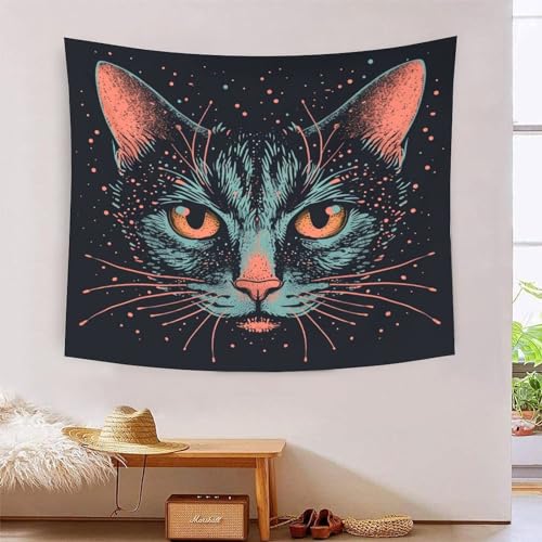 Tapisserie murale chat 3D 180x230 cm en tissu grand format