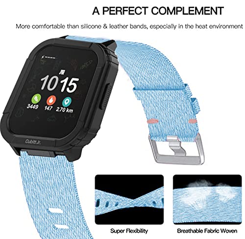 Lamshaw Compatible for Cubitt Jr Smart Watch Bands, Breathable Nylon Woven Fabric Replacement Accessory Strap Compatible with Cubitt Jr Smart Watch / Phyulls S16 Kid Smartwatch (Blue)