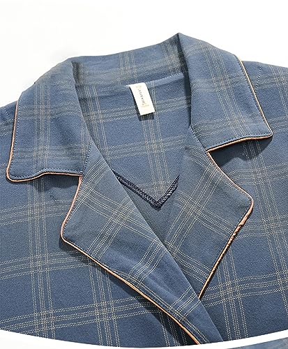 Men's Short Sleeve Bathrobe Lapel Bathrobe Cotton Loose Bathrobe with Pocket Belt3