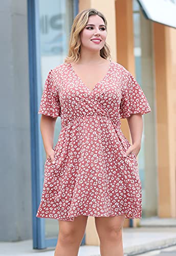 Image of Nemidor Women Plus Size Summer Dress Casual Boho Swing Pocket