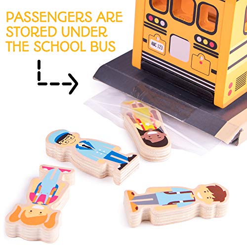 Imagination Generation Back To School Bus Wooden Vehicle Play Set With 8 Character Figures, 7 Students, 1 Bus Driver #TOP6