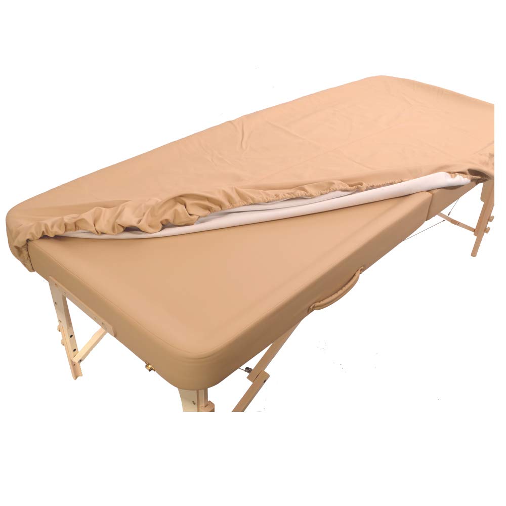 Copri lettino da massaggio impermeabile e oleorepellente in poliuretano per lettino da massaggio con elastico Rivestimento in PU per lettino terapeutico (beige)