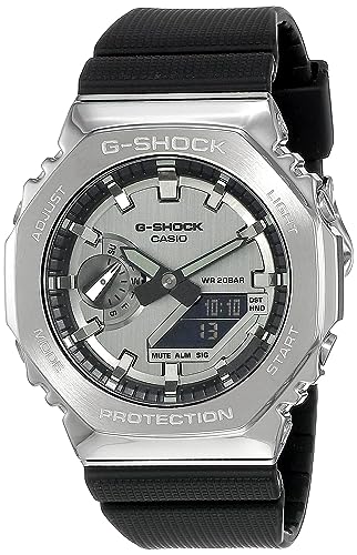 Casio G-Shock Pulseira masculina de resina com mostrador analógico digital cinza GM-2100-1ADR, preta, correia, preta, pulseira, Preto, alça