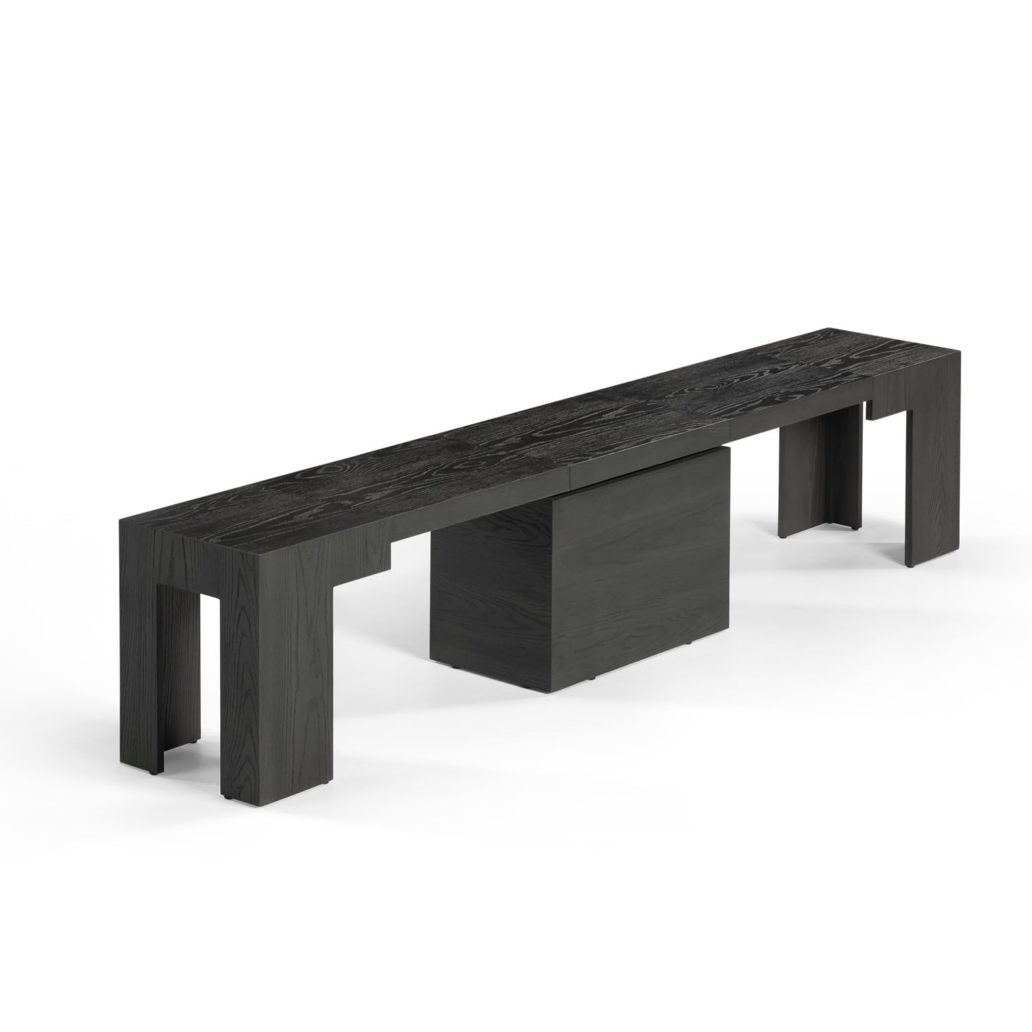 Transformer Table - Extendable Dining Bench, Solid Wood Expandable Seating 1–6, Multifunctional Dining Bench with Integrated Storage, Modern Farmhouse Wood Bench, Black