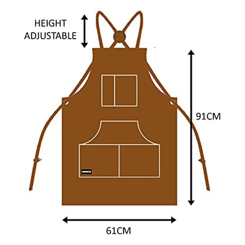 Tablier de soudage en cuir robuste pour homme, 1,4 mm, résistant à la chaleur avec 6 poches, professionnel pour forgeron et forgeron, marron, 61 x 91 cm