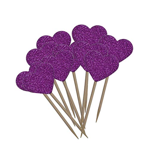 20 Pieces/Lot Handmade Lovely Pink Heart Cupcake Toppers Cake Party Supplies Birthday Wedding Party (Rose red)