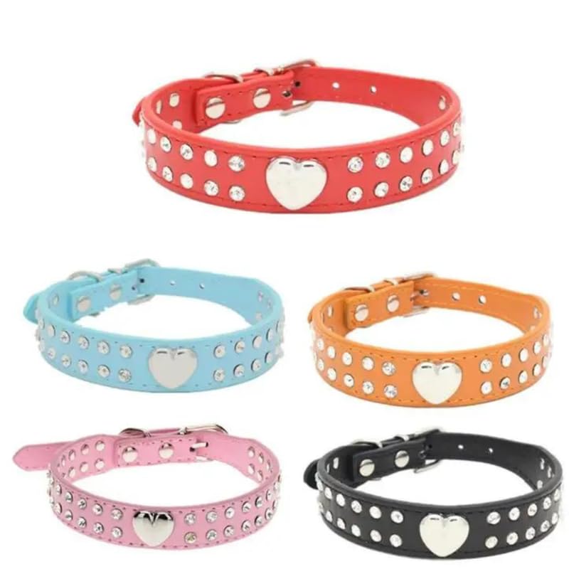 BohoBark PU Leather pet Dog Collars Adjustable Luxury Heart Shape Diamond Waterproof Dog Training Collar for Small Dogs and Cats (B0CT5JBBP6) Amazon Price History, Amazon Price Tracker