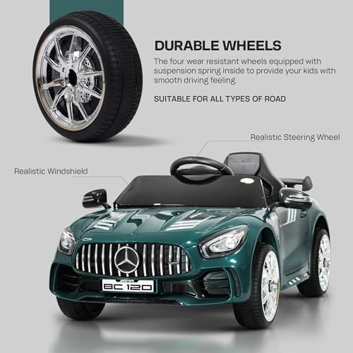 Image of Baybee Spyder Battery Operated Car for Kids | Electric Kids Car with Parental Control, LED Lights & Music | Rechargeable Battery Car with Bluetooth & USB | Ride on Cars for Kids 1-5 Years (Green)
