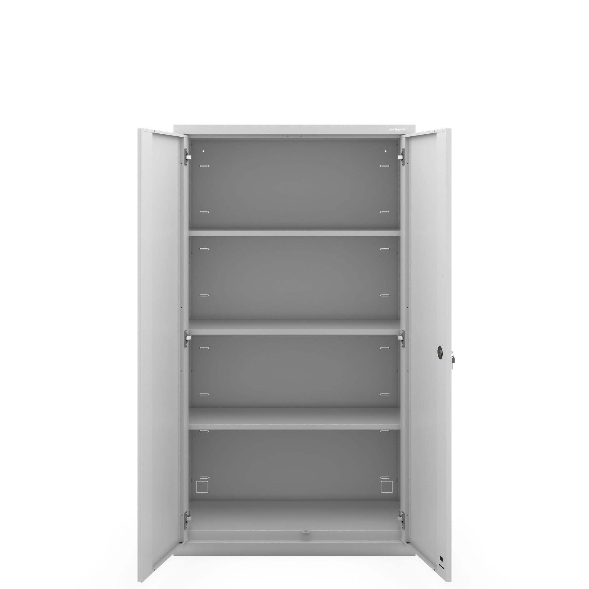 Jan Nowak Aktenschrank Metall abschließbar Büroschrank mit Sockel, verstellbaren Einlegeböden und Stahlkorpus für Büro, Archiv und Werkstatt 160x90x40 cm Grau