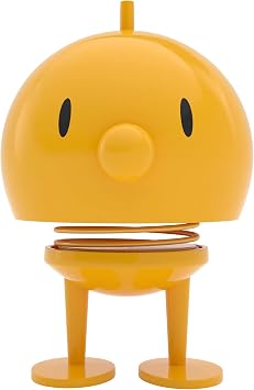 Hoptimist Bumble - التصميم الدنماركي Home Decor Ornament - تمثال بلاستيكي مع زنبرك معدني ، كبير - يخلق حركة مبتهجة - أصفر
