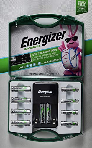 Energizer Recharge, 6 AA and 4 AA Rechargeable Batteries with 1 Charger