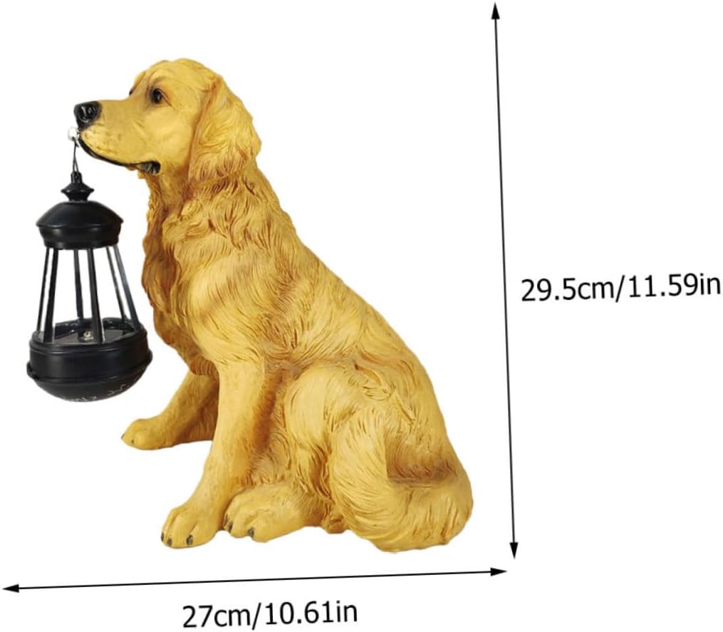 Solar Puppy Ornament Lantern Outdoor Garden Decor Solar-Powered Light Realistic Puppy Design for Courtyards Patios and Balconies
