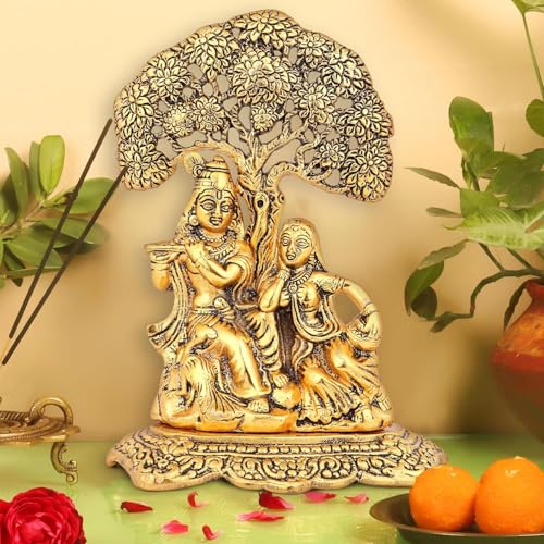 Image of Lavanaya Silver Presents - Gold Plated Radha Krishna God Idol Statue | Showpiece with Premium Gift Box - Perfect for Marriage Anniversary, Wedding, Housewarming, and Birthday Gifting