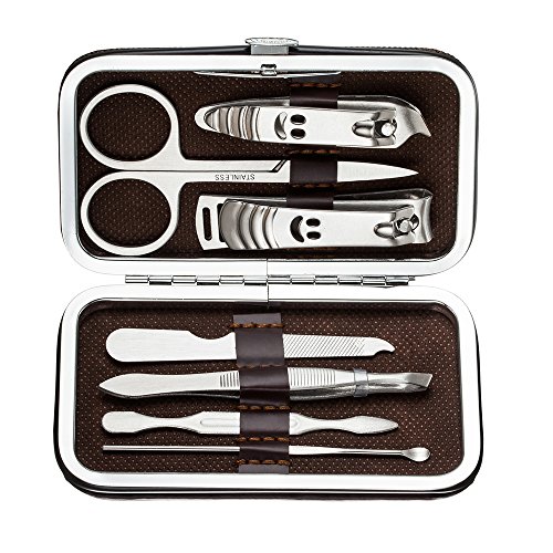Professional Nail Clippers Kit, Stainless Steel Nails Cutter Manicure Set Pedicure Kits 7 in 1 with Travel Case