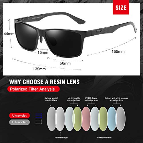 DUCO Gepolariseerde zonnebril voor heren met rechthoekig metalen frame en koolstofvezel brilpoten UV400 CAT 3 CE 8206 - Image 4