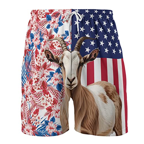 V-DECORPARKS Goat Mens Swim Trunks - Goats Cattle Swimming Trunk for Men - Drawstring Beach Shorts, Mens Swim Shorts 23