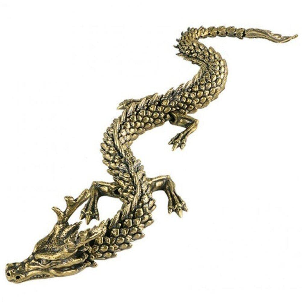 Sanfly Vintage Copper Chinese Dragon Statue Small Ornaments Brass Animal Miniature Figurines Desk Decor