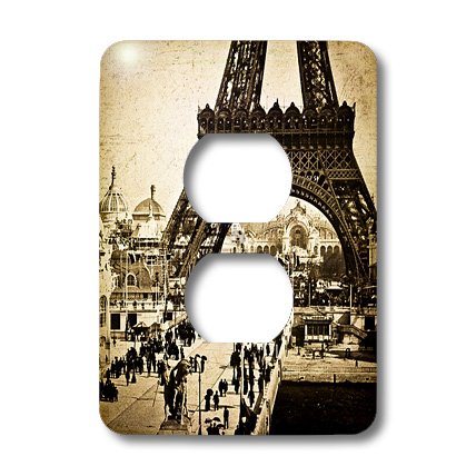 Tour Eiffel avec le Champ de Mars plaque de commutateur double pour prise - 4