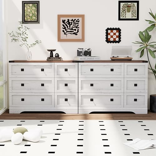 Royal Windsor Farmhouse 6 Drawer Dresser for Bedroom, Chest of Drawers Dresser for Closet, Clothes Organizers and Storage with Spacious Tabletop, Wooden Dressers for Living Room, White - Thumbnail 3