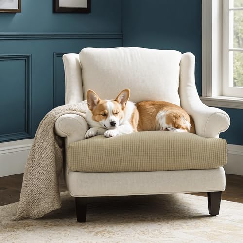 Image of CHUN YI Stretch Chair Couch Cushion Cover Suitable for Armchair, Sofa Seat Slipcover with Spandex Jacquard Fabric(Small,Sand)
