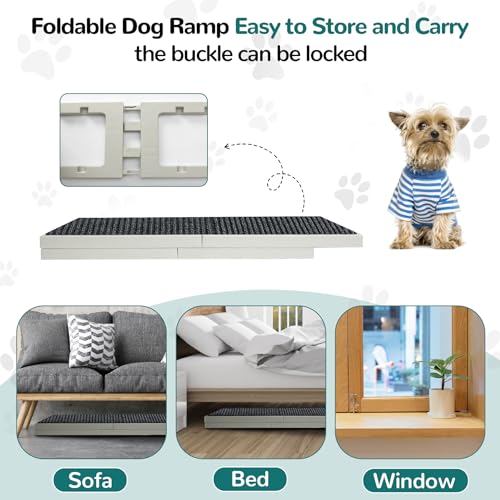 Indoor Dog Ramp Bed for Small Medium Pets,Folding Collapsible Cat Ramp, Adjustable Height Dog Ramp with Non-Slip Carpet for Couch,Sofa,Chair - Image 6