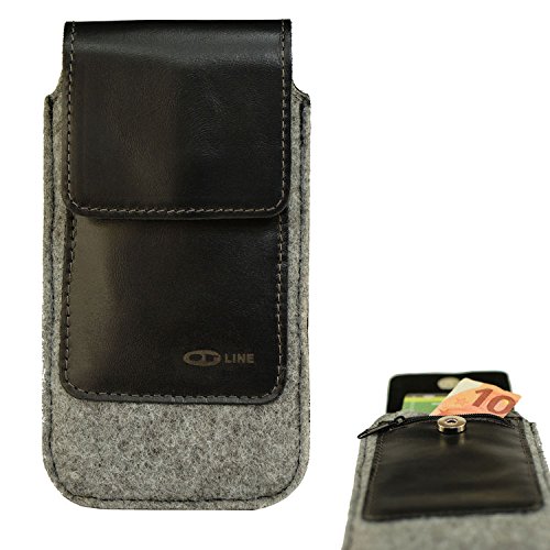 OrLine Étui de Ceinture pour Blackberry Passport. Étui Housse de Protection Coque en Feutre et Un Vrai Cuir