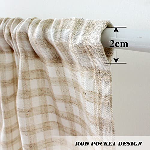 Sfj-Ca SFJ058CT-CW45*150US Boho Plaid Valances For Windows, Kitchen Macrame Curtain 18 Inches Decorated With Wodden Beaded With Tassels, Rod Pocket Bedroom Kitchen Window Treatment Decor thumb #5