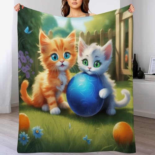 Couvre-lit Cute Chat et couverture en flannel douce 130×180cm - 2