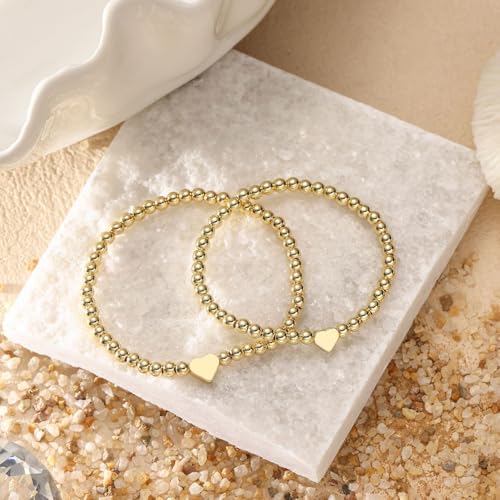 Image of 2Pcs First Day of Kindergarten Preschool Bracelets for Mommy and Me, Matching Heart Beaded Bracelets for Mother Daughter