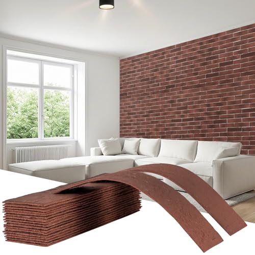 Thin Brick Veneer, 8.5' x 2.3“ Faux Brick, Wall Tile for Bedroom, Bathroom, Kitchen,Interior and Exterior Wall, Supplied by Jevie (100pcs, RED)