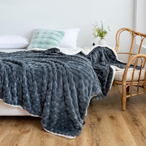 UKELER Sherpa Bed Blanket 80 × 90 inch, Ultra Soft