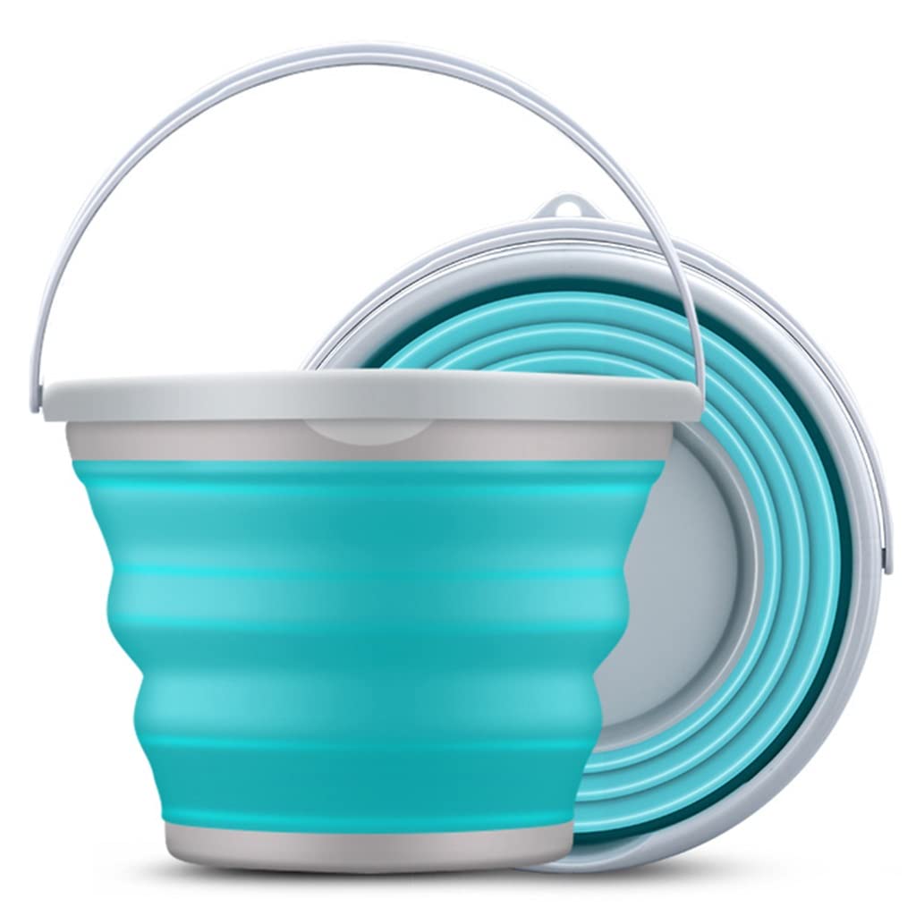 Cubo Plegable Camping 10L, Cubo Plegable Silicona, Cubo De Agua Plegable Multiuso para Limpieza, Cubo De Pesca Plegable para Jardín Al Aire Libre Playa (Color : Blue)