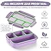 QQKO Bento Box Adult Lunch Box, Lunch Containers for Adults Men Women, Kids Lunch Boxes for School with 4 Compartments, Sauce Container, Utensils and Muffin Cups, Purple