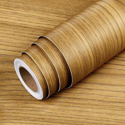 LaCheery Madera Papel Adhesivo para Muebles Marrón Papel Encimera Cocina 60cm x 400cm Vinilo Adhesivo Muebles Cocina Impermeable Revestimiento Pared Madera Vinilo Decorativo para Dormitorio Armario