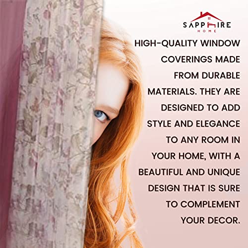 Sapphire Home Complete Window Sheer Two Tone Curtain Panel Set W/Valance And Tiebacks Multicolor Curtains For Bedroom And Living Room 4-Piece Set Window Curtain Panels 84 Inches Floral Rose & Burgundy #TOP3