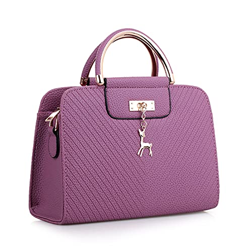 DIRRONA Moda Bolsos Bandolera Mujer Bolso Casual Bolsos De Mujer Viajes Textura en Forma de V Bolso Trabajo Compras Bolsos Diario Bolsa Mensajero Mujer Púrpura