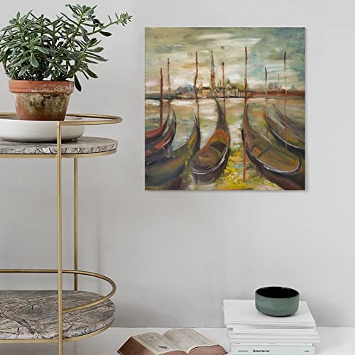 Tomart Landscape Art Painting Poster, Italian Art Painting, Venice Art Canvas Painting Posters And Prints Wall Art Pictures For Living Room Bedroom Decor 24X24Inch(60X60Cm) Frame-Style #TOP4