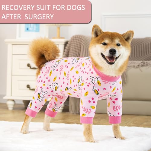 Image of Dog Recovery Suit for Small Medium Large Dogs, Pet Onesie After Surgery Comfort Dog Bodysuit Anti Licking (Bunny Carrot,4XL)