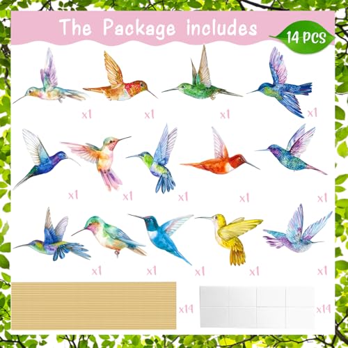 Image of Hummingbird Centerpiece Sticks Hummingbird Birthday Party Decorations 14PCS Birds Table Toppers Bird Party Centerpieces for Spring Summer Theme Party Supplies