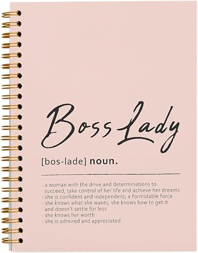 Tizzer Boss Lady Definition - Cuaderno de notas de trabajo con rayas en espiral, de tapa dura, color rosa, 5.5 x 8.3 pulgadas, mejor regalo para