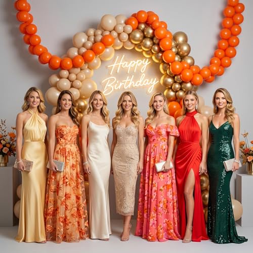 Image of Orange Linking Balloons, 100PCS 6 Inch Orange Link Balloons for Making Balloon Wall Heart Arch, Tails Balloon for Birthday Graduations Bridal Baby Shower Fall Thanksgiving Halloween Party Decorations
