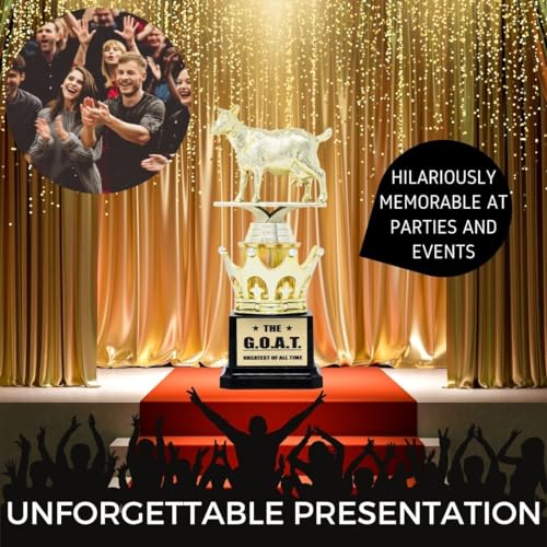 goat trophy - goat - greatest of all time funny trophy award with option for custom plate - appreciation gift for boss coworker friend - league champion award winner