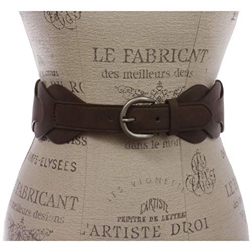 beltiscool Women's 2 1/2" (62 mm) Wide High Waist Disk Linked Braided Fashion Stretch Belt2