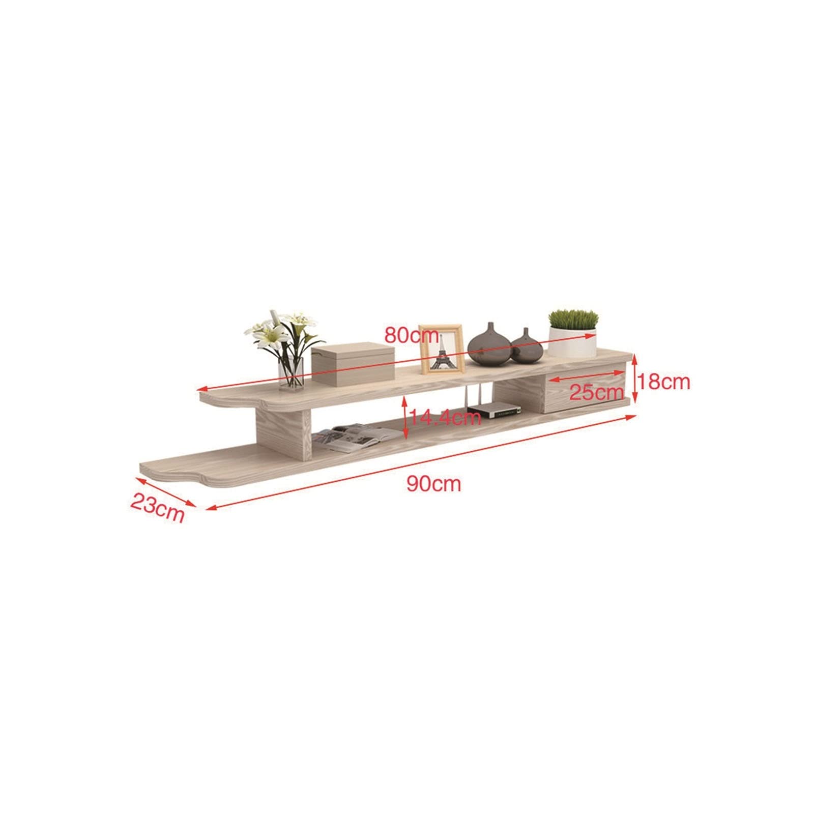 Wandmontiertes TV-Möbel, modernes schwebendes TV-Entertainment-Center für Kabelreceiver/Xbox One, 35,4/43,3/51,1 Zoll schwebendes TV-Wandregal für unter den Fernseher/C/9