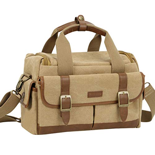 Endurax Canvas Camera Shoulder Bag Vintage DSLR SLR Messenger Bag for Mirrorless Cameras