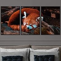 3 Piece Framed Canvas Wall Art Firefox Rustic Urban Canvas Prints Home Artwork Decoration for Living Room,Bedroom - 16